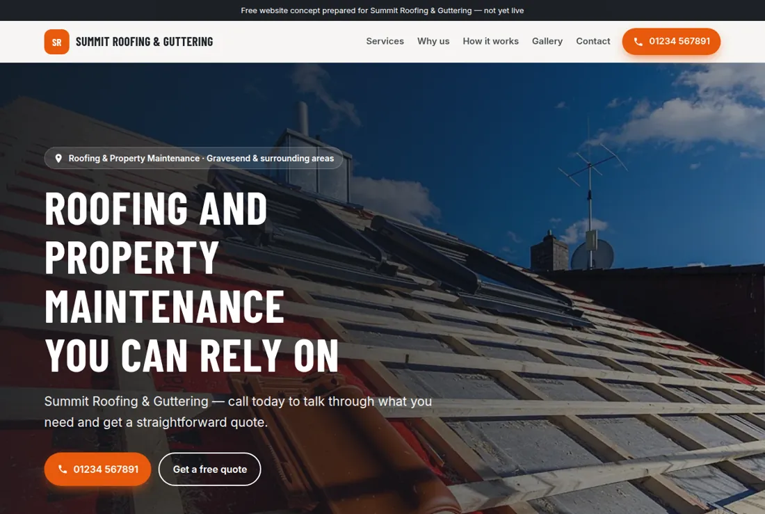 Sample roofing website